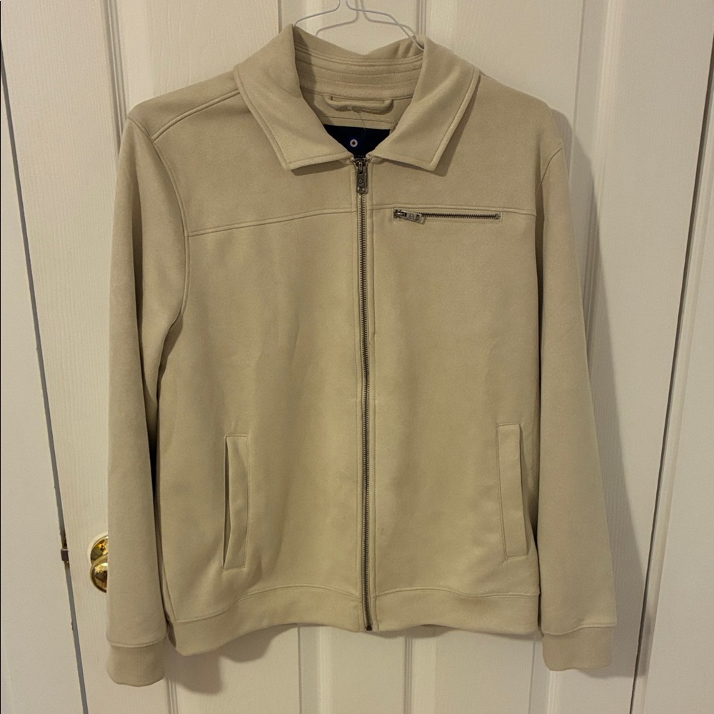 Ben Sherman Faux Suede Beige Zip-Front Jacket
